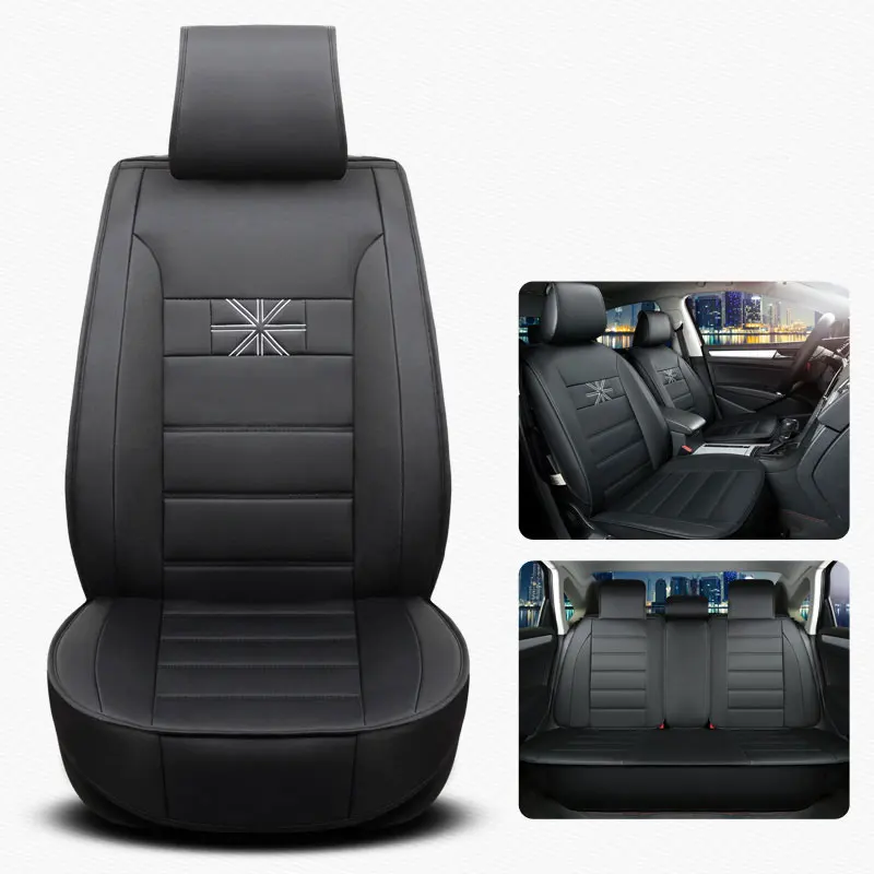 Чехол для автокресла, кожаные чехлы для toyota prius 20 30 yaris highlander rav 4 rav4 camry 40 50 corolla - Название цвета: Black