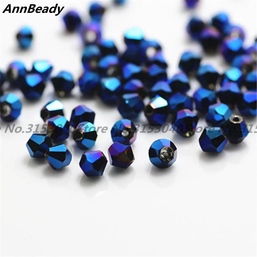 Plated Blue 100 шт покрытые красной медью 4 мм двухконусные хрустальные бусины стеклянные бусины россыпью разделительные бусины Сделай Сам ювелирные изделия Австрийские хрустальные бусины - Цвет: Plated Blue