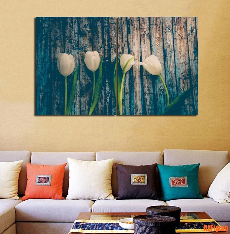Белые тюльпаны цветочный принт постер без рамки картина холст настенная
