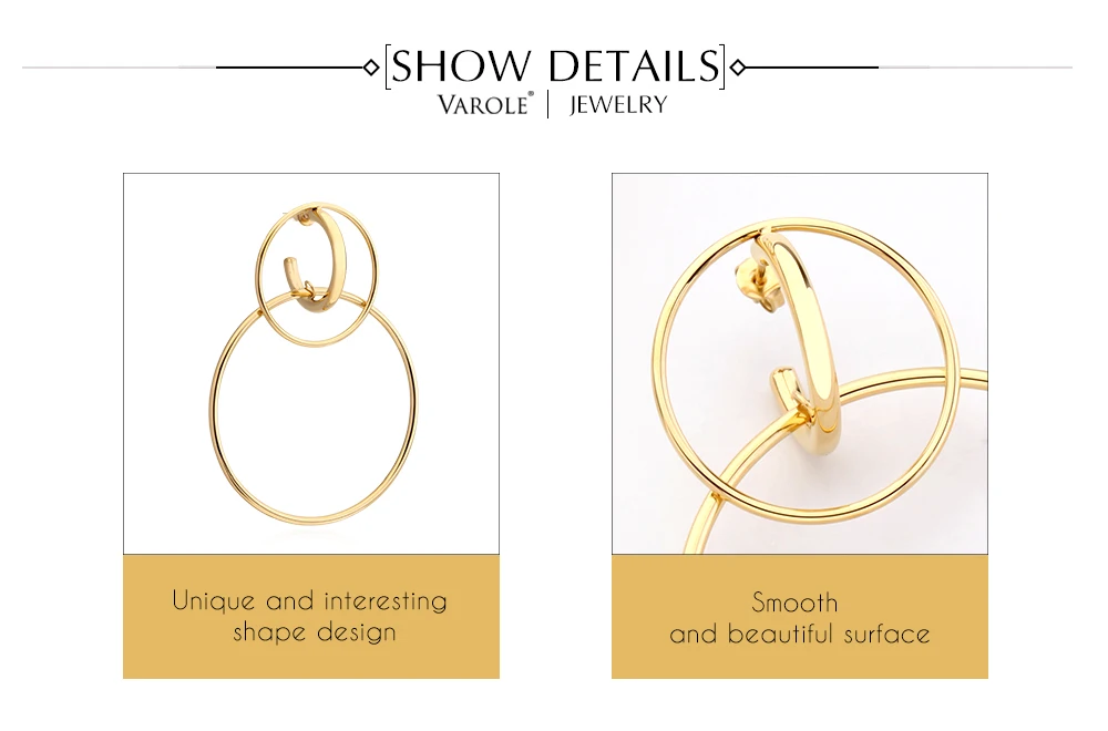 VAROLE High Quality Gold Color Stainless Steel Long Earrings for Women New Arrival Simple Style Silver Color Earring