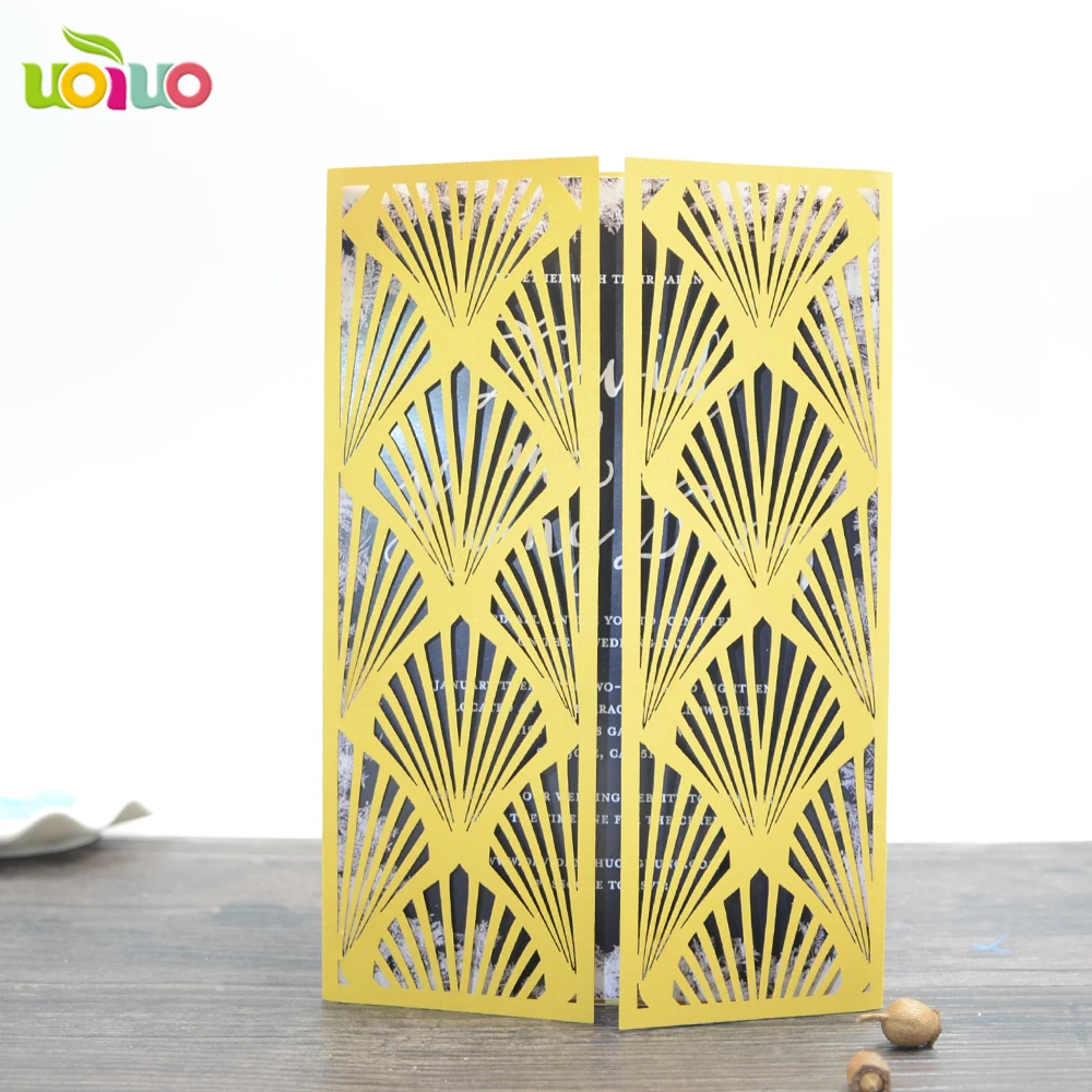 Цветочная кружевная лазерная резка пригласительные Квадратные мусульманские