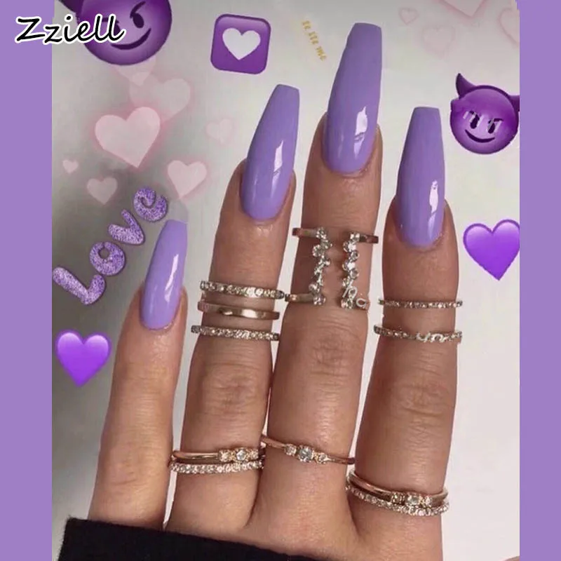 Красный Zziell для ногтей, 24 шт./компл. длинные балерина накладные ногти, принятые в США и в европейском стиле; цвет розовый, синий гроб в форме пальцев инструменты для ногтей красоты - Цвет: Красный