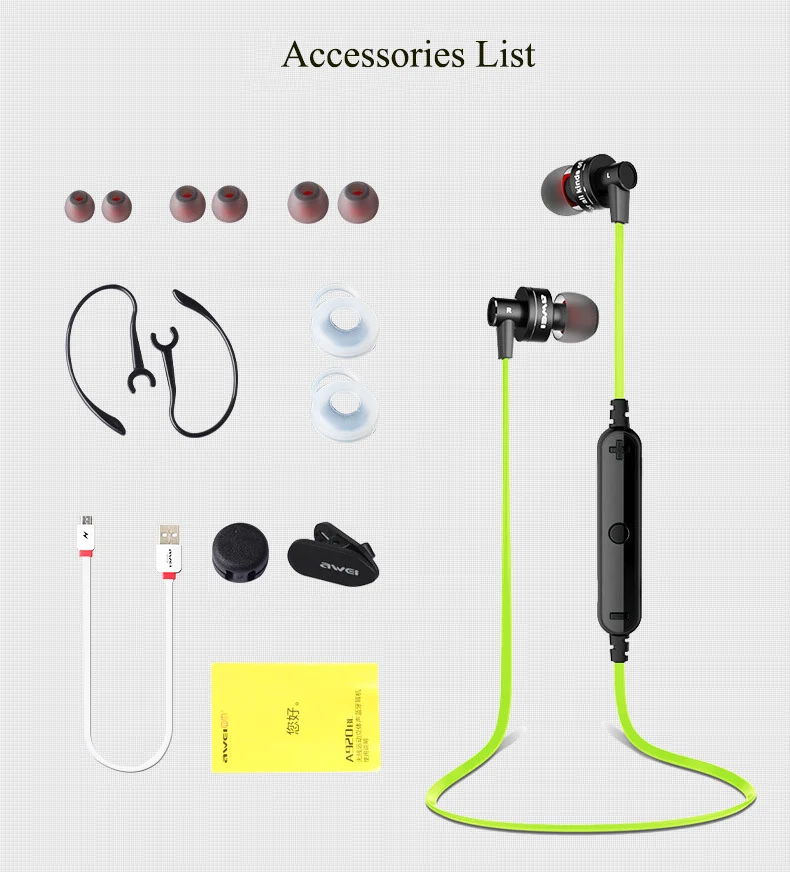 AWEI A990BL спортивные bluetooth наушники вкладыши мини стерео с микрофон HiFi для Iphone huawei