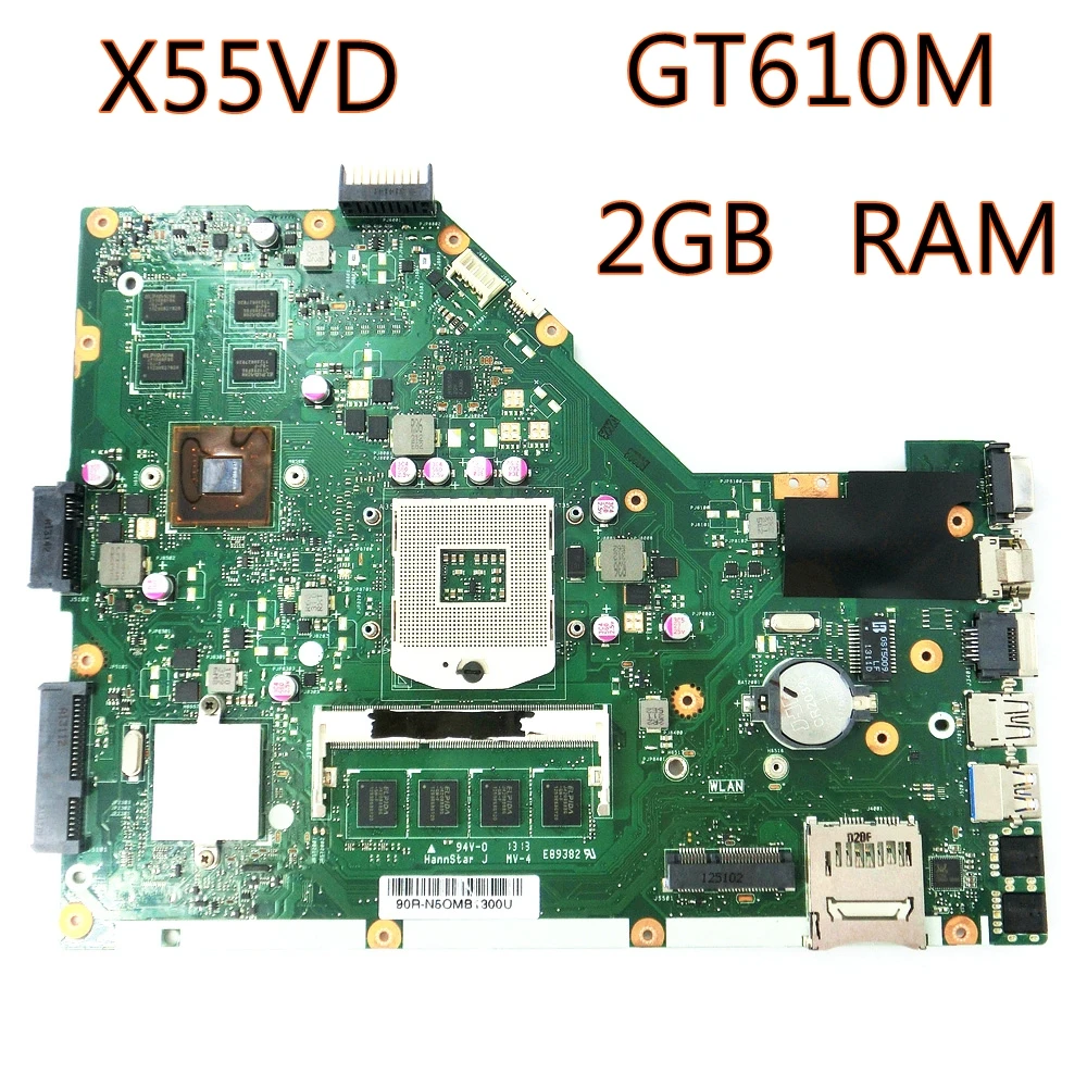 X55VD_MB_2GB RAM_GT610M Графика карты Материнская плата ноутбука REV2.2 для ASUS X55V X55VD X55C