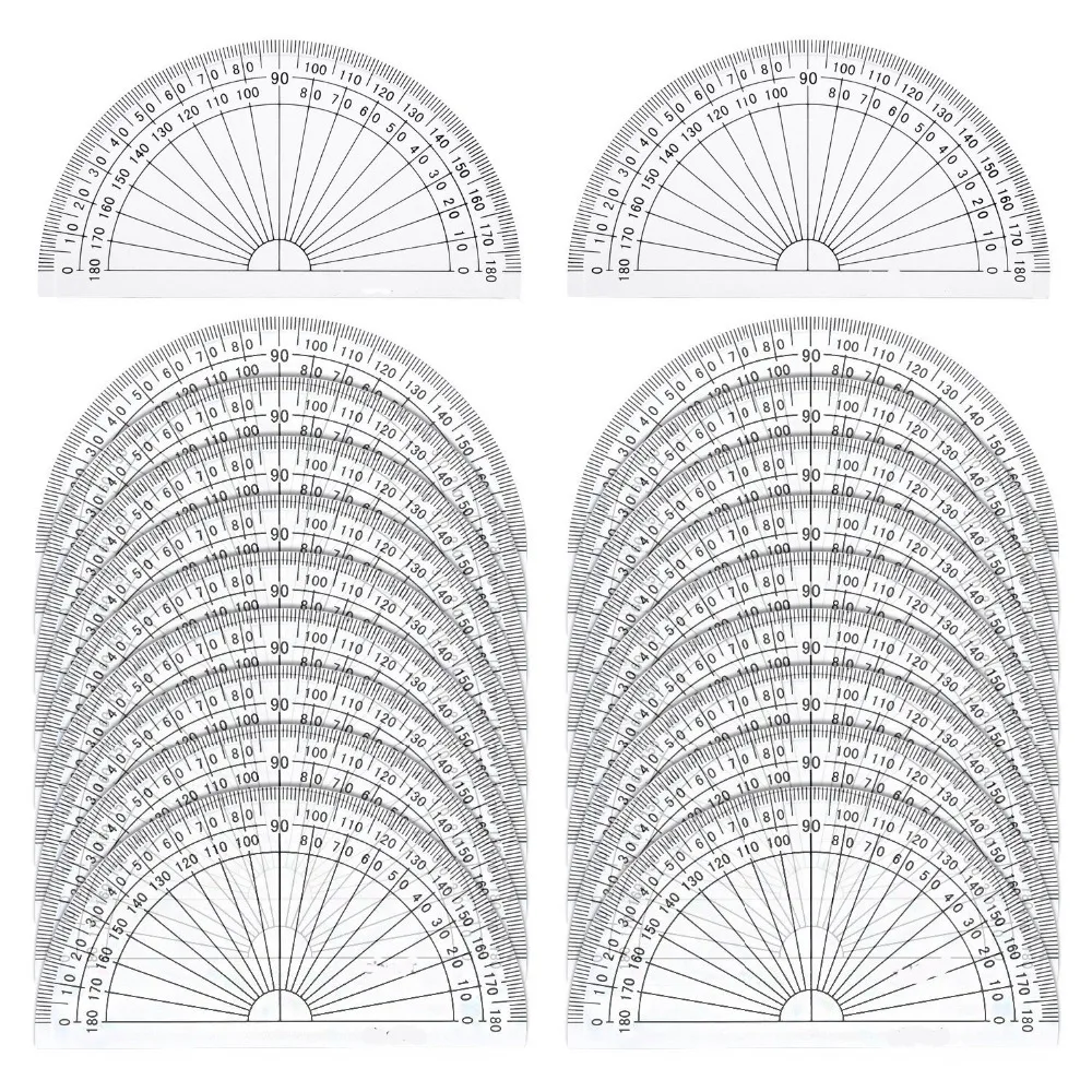 

20 упаковок пластиковый транспортир, 180 градусов транспортир для измерения угла Студенческая математика, 4 дюйма, прозрачный