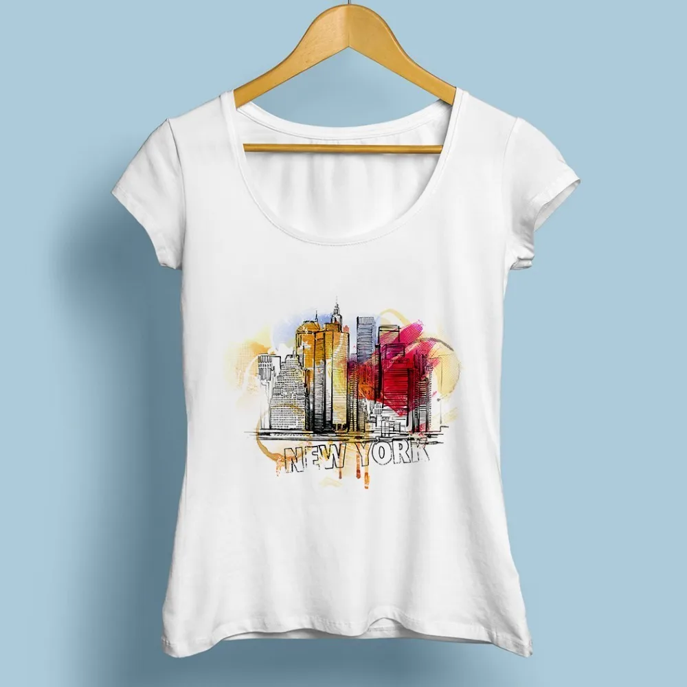 Женская футболка с коротким рукавом круглым вырезом и принтом Нью Йорк|tshirt women|t