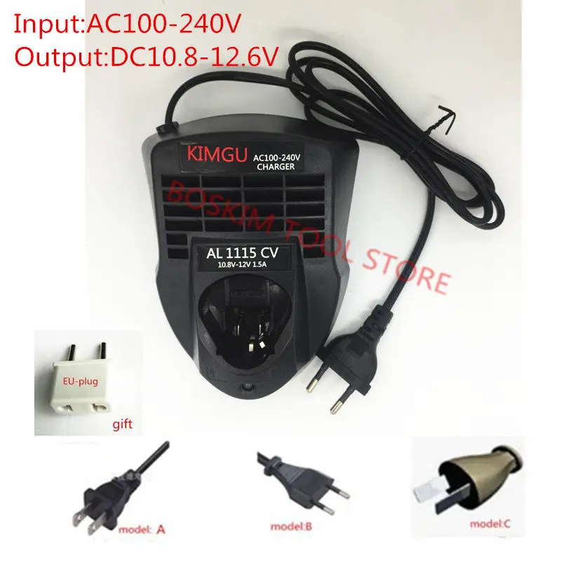 

Charger Replace for Bosch AL1115CV 10.8V 12V Li-ion Battery GSR10.8V-LI GSB10.8V-LI GDR10.8V GUS10.8V GRO10.8V GSB1080-2-LI