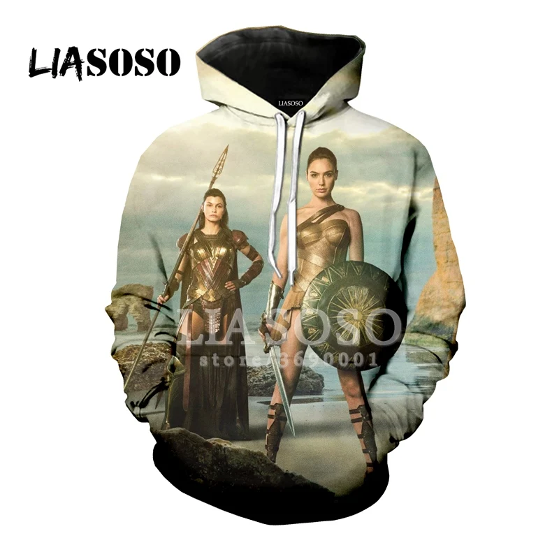 LIASOSO 3D принт для женщин и мужчин комиксы чудо женщина Диана Принц толстовки с