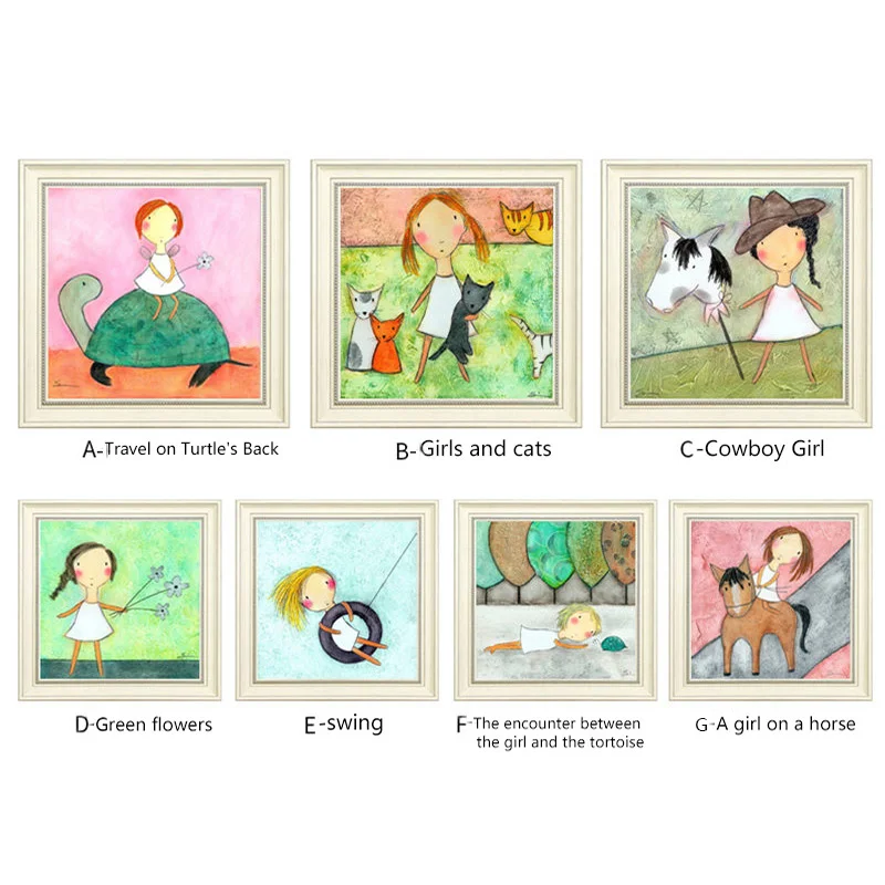 Милый мультяшный принт Девочки и игры домашний декор настенное искусство холст