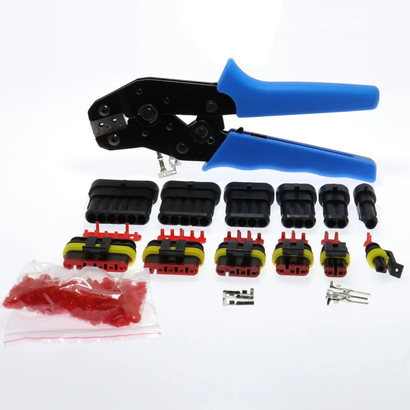 Plier Connector Red AMP автомобильные клеммы Superseal обжимной инструмент плоскогубцы/5 комплектов 1,2, 3,4, 5,6 контактный путь водонепроницаемый провод разъемы для ксеноновая лампа для автомобиля - Цвет: Plier Connector Red