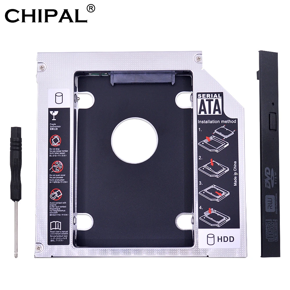 CHIPAL Универсальный 2nd HDD Caddy 12 7 мм для 2 5 &quot12 9 чехол SSD корпус + двойной светодиодный