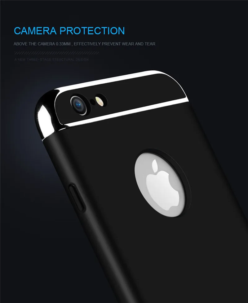 Корпус 3-в-1 Роскошная плакированная скраб простой защитный чехол для iPhone 5 5S, SE, 6, 6S Plus, 7 удобная задняя крышка красный