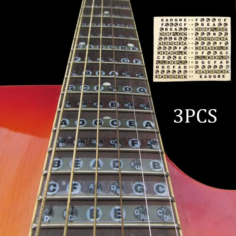 3 шт. Гитара шеи гриф Примечание карта наклейка на лад наклейки Learn Beginner Fret весы