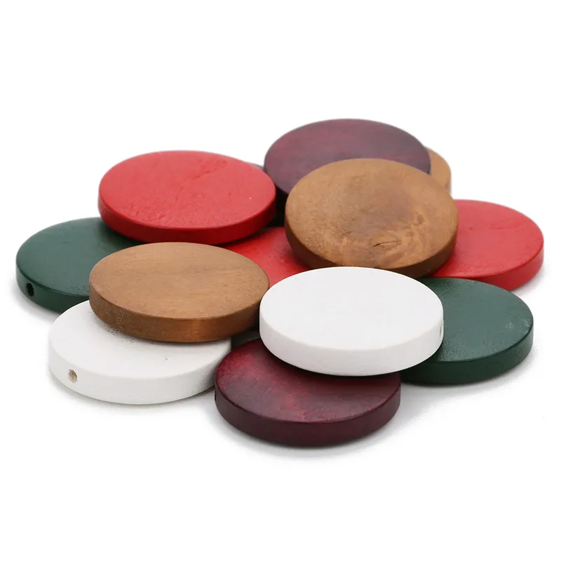 

SAUVOO 30Pcs 15/20/25/30mm Diameter Round Wood Spacer Beads 2mm Hole Houten Kralen Natural Wooden Beads For Diy Jewelry Making