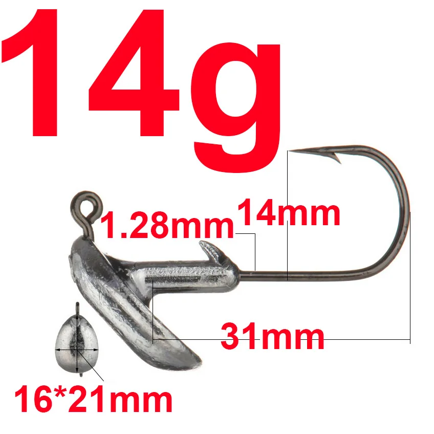 14g Simpleyi, 5 шт., свинцовый крючок для ловли рыбы, 3,5 г, 5 г, 7 г, 10 г, 14 г, крючки для мягкой приманки, углеродистая сталь, рыболовный крючок - Цвет: 14g
