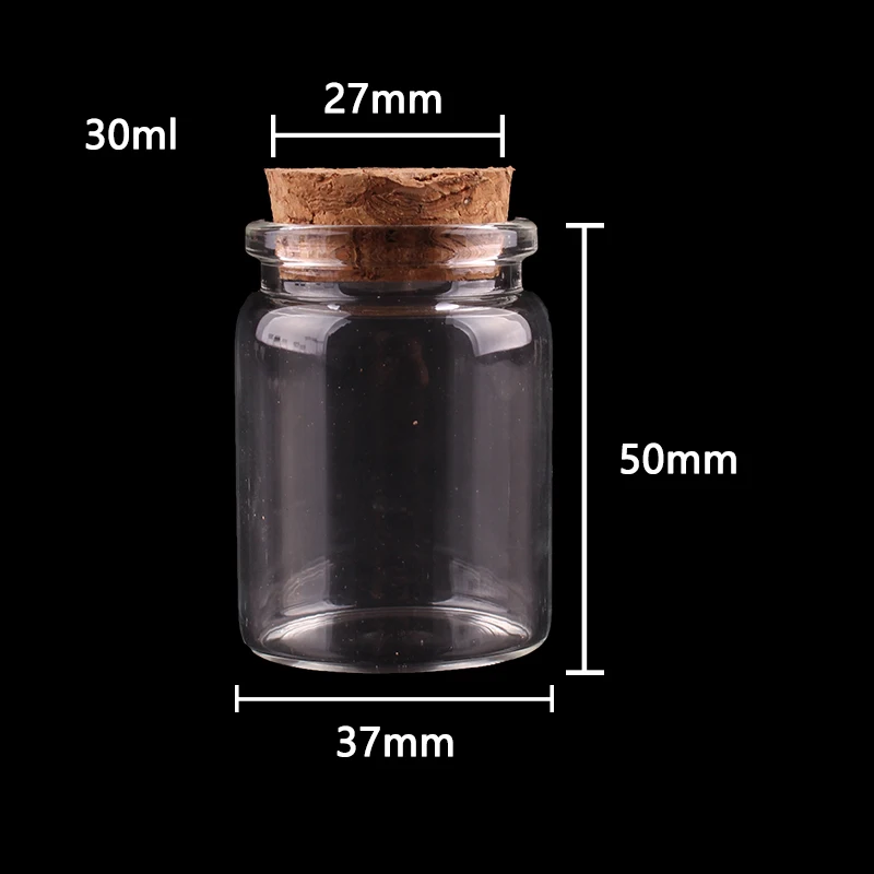 30ml 24 шт. диаметр 37 мм 20 мл/30 мл/40 мл/50 мл/60 мл/90 мл прозрачное стекло специи бутылки желаний баночки с пробкой пробка свадебный подарок - Цвет: 30ml