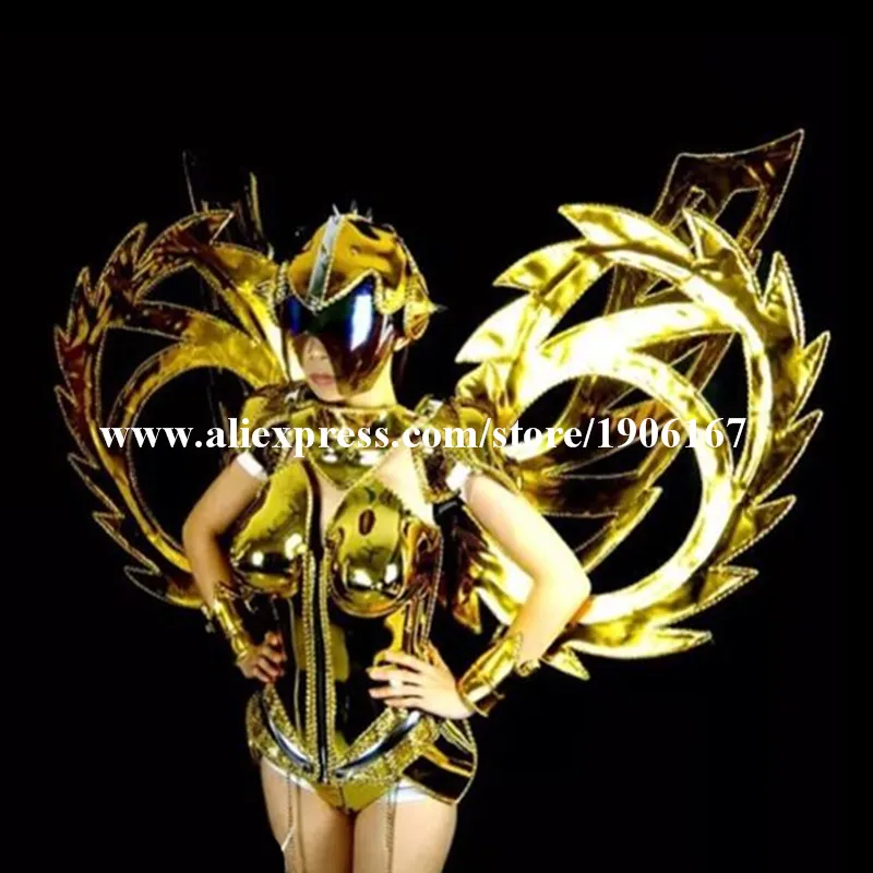 Fashion Victoria Catwalk Show Model Gold Plating Dance Dress Wings Costumes Bar KTV Stage Performance Clothing Party Supplies | Дом и сад