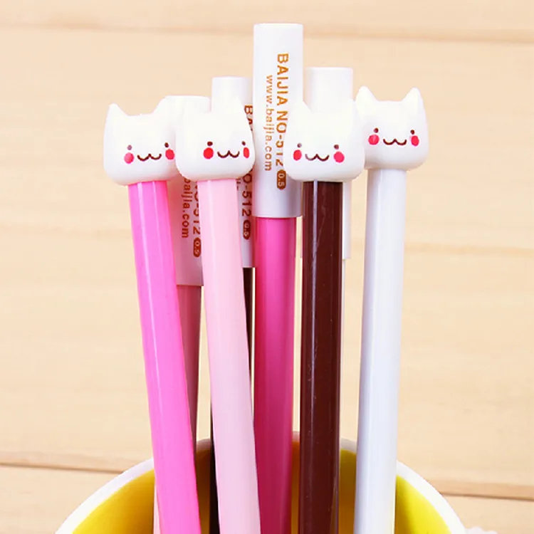 2 шт. гелевые ручки с мультяшным котом черного цвета милый подарок чернила для