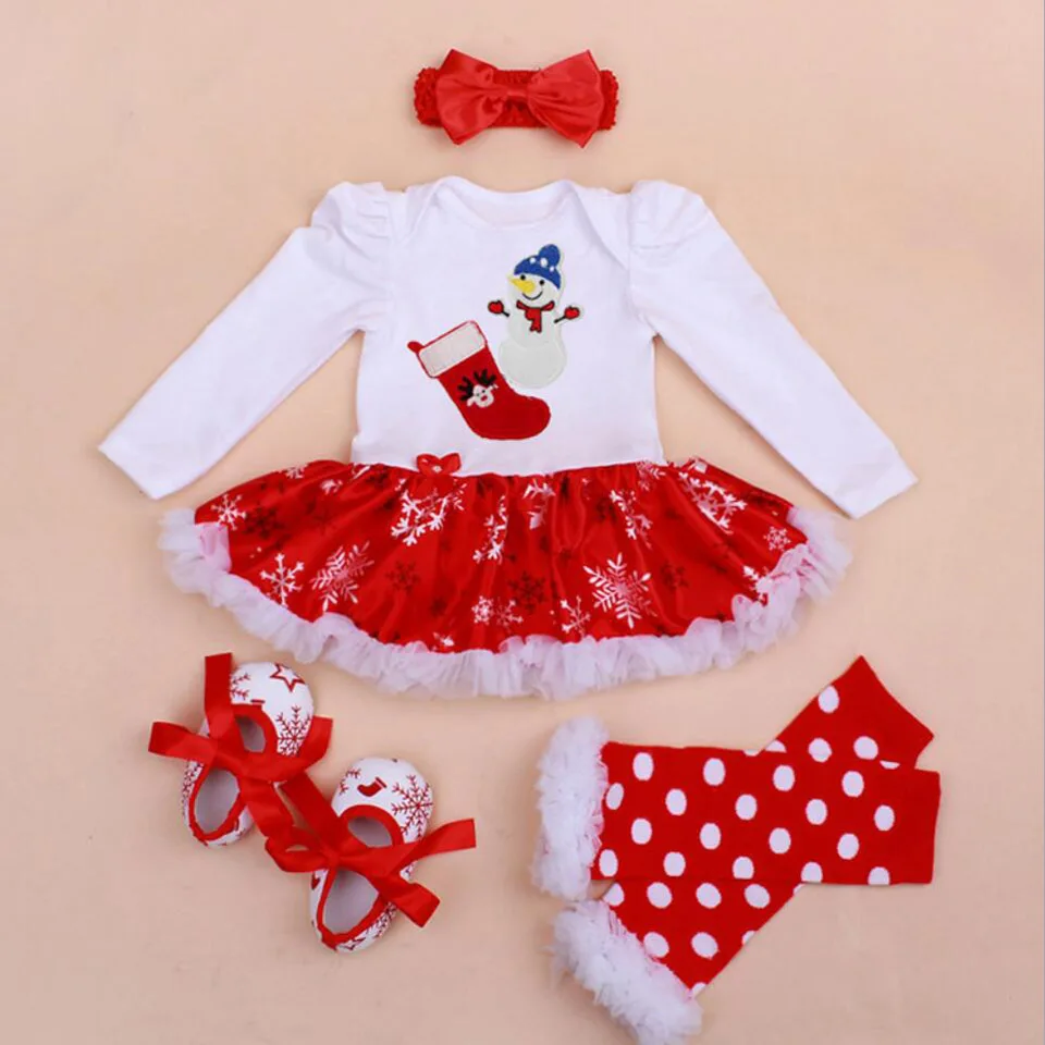 Комплекты из 4 предметов одежда для маленьких девочек красное рождественское