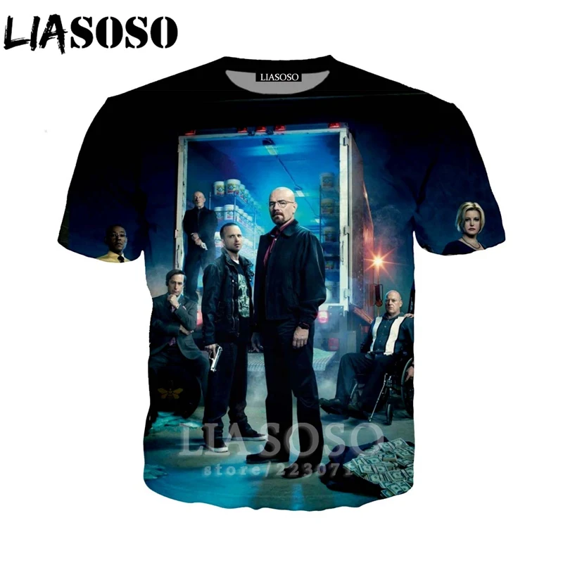 LIASOSO Летний Новый мужской женский модный свитшот 3D принт сериал Breaking Bad футболка с