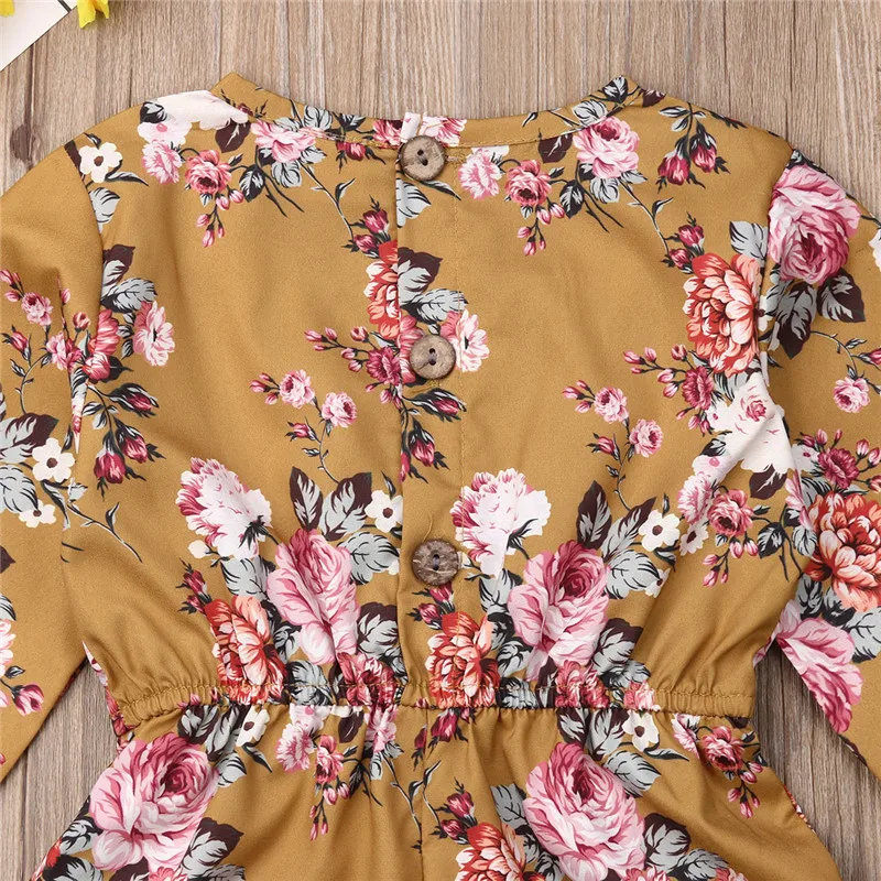 2019 Детский комбинезон с длинными рукавами для маленьких девочек оборками