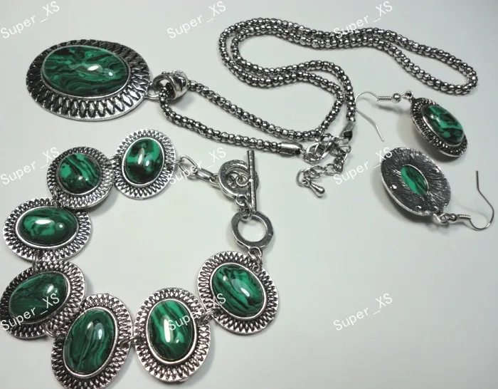 1 комплект новый топ красивый Малахитовый камень браслет серьги ожерелье 3 в