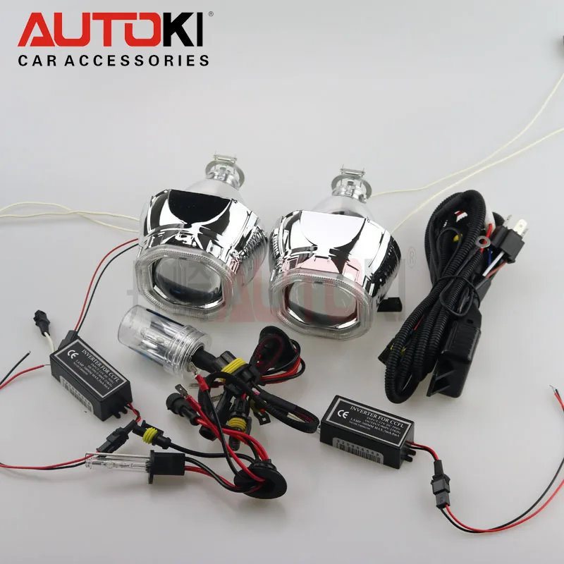 Autoki 2 5 Мини HID линзы проектора bi Xenon ксеноновая лампа 4300 K 8000 CCFL Angel Eye для фар
