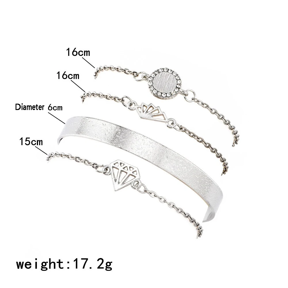 4 шт./компл. богемные геометрические браслеты цепочки с кристаллами женские