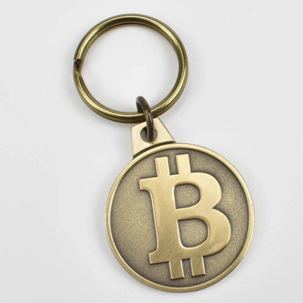 2 цвета античный латунный и позолоченный 25 мм Биткоин монета брелок Бит