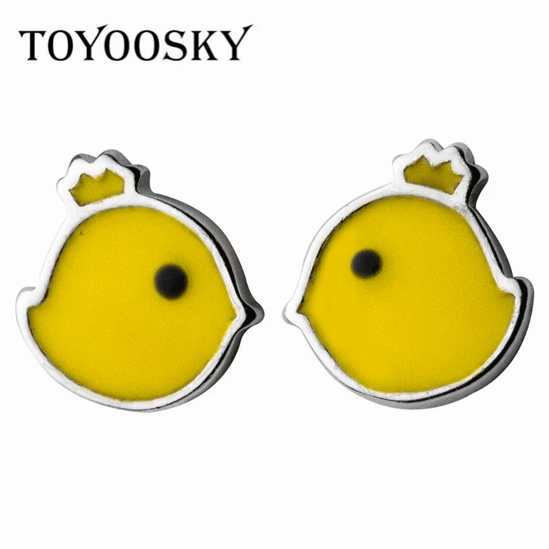Женские серьги-гвоздики TOYOOSKY желтые в виде счастливого зодиака из стерлингового