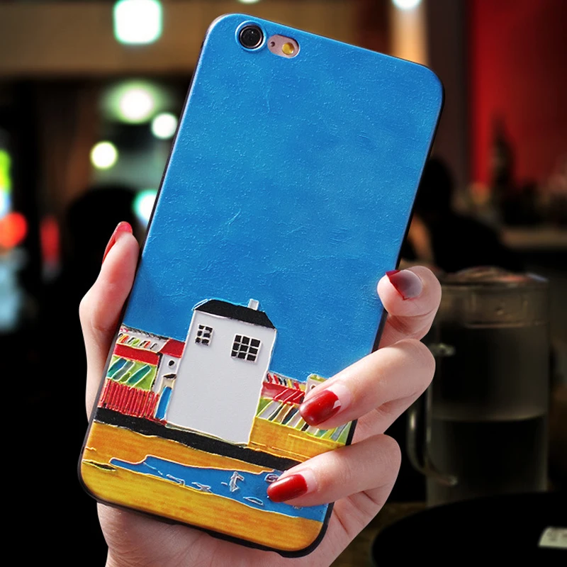 Модный чехол для телефона с масляной живописью и тиснением iPhone 11 12ProMax XS MAX XR Capa