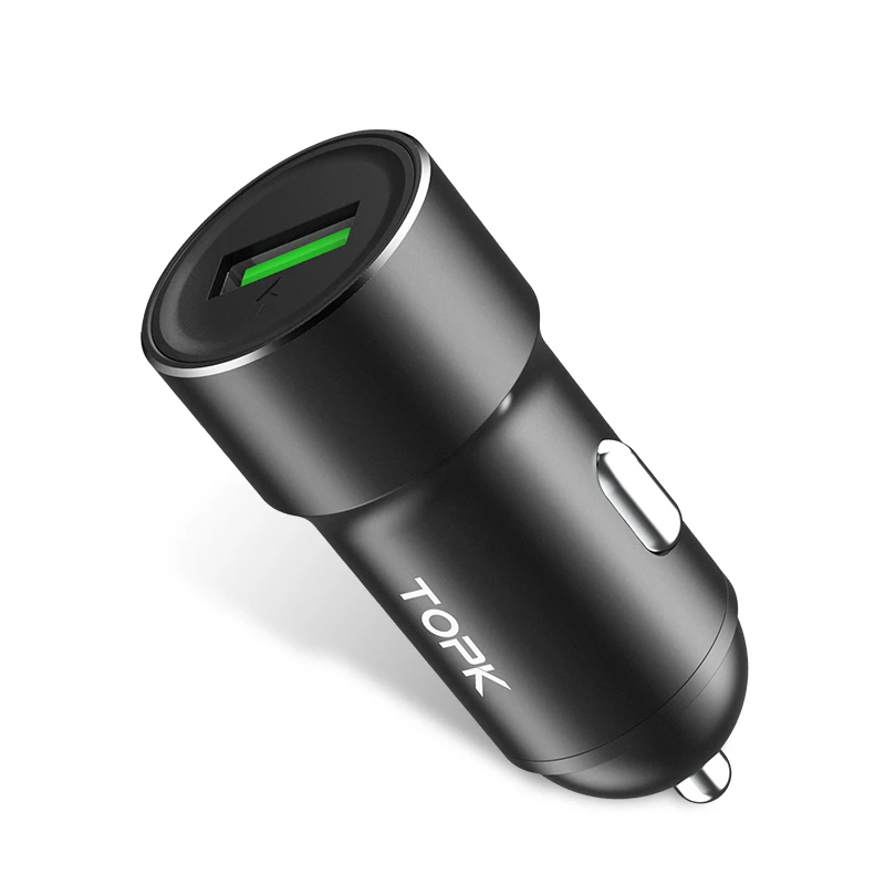 TOPK USB Автомобильное зарядное устройство быстрое QC3.0 автомобильное зарядное устройство для samsung Xiaomi huawei htc Quick Charge 3,0 зарядное устройство для мобильного телефона в автомобиле - Тип штекера: Универсальный