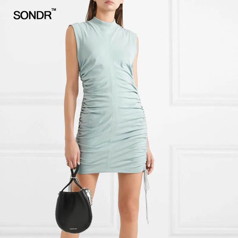 SONDR Summer 2019 new fashion slimming slim sleeveless pleated dress sundress slim long T-shirt