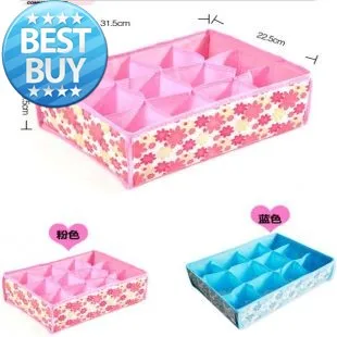 2016 Factory direct sales HOT 31*23*11CM Non-Woven Fabric Hot Sale Folding 12 Grid Storage Box for Bra Underwear Socks | Дом и сад