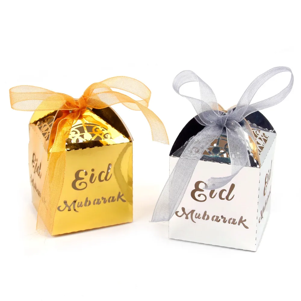 PATIMATE Eid Mubarak коробки для торта золотые серебряные Happy коробка конфет кексов