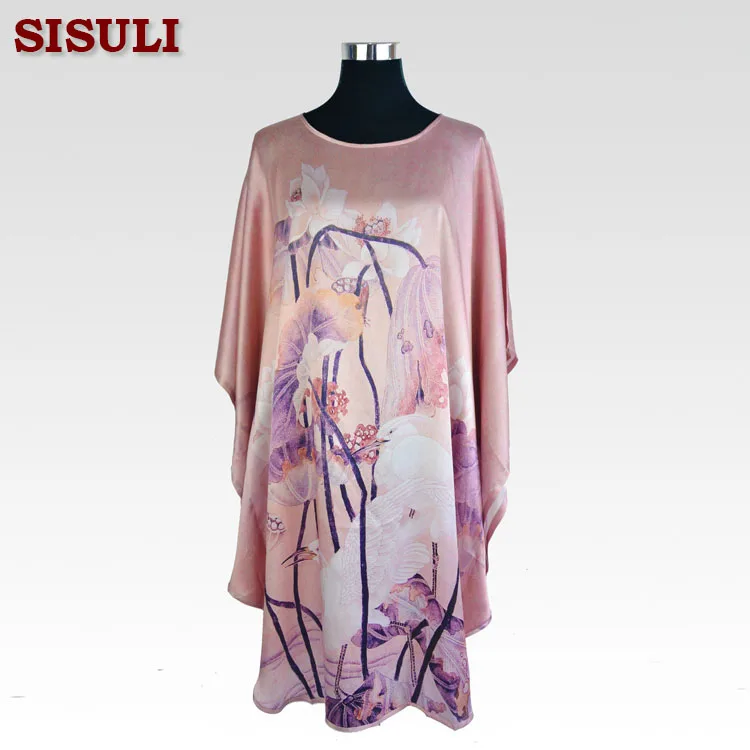 Шелковые пижамы платье 100% чистого шелка для женщин платья цветочным набивным