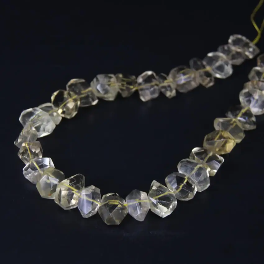 

15.5"/strand Natural Lemon Quartz Faceted Nugget Loose Beads,Cut Citrines Crystal Stone Nugget Pendants Charms Jewelry Making
