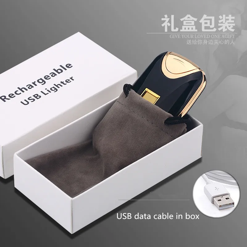 USB Зажигалка перезаряжаемая Электронная Зажигалка сигарета отпечаток пальца плазменная Зажигалка двойная дуга сигары Palse личная подпись на заказ