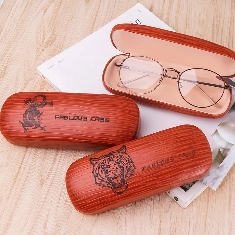 Модный кожаный металлический Ретро футляр для очков с текстурой под дерево