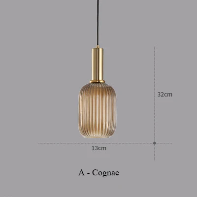A - Cognac Цветные подвесные светильники, стеклянный подвесной светильник, зеленый, серый оттенок, для кухни, столовой, бара, скандинавские светодиодные подвесные лампы, современный светильник E27 - Цвет корпуса: A - Cognac