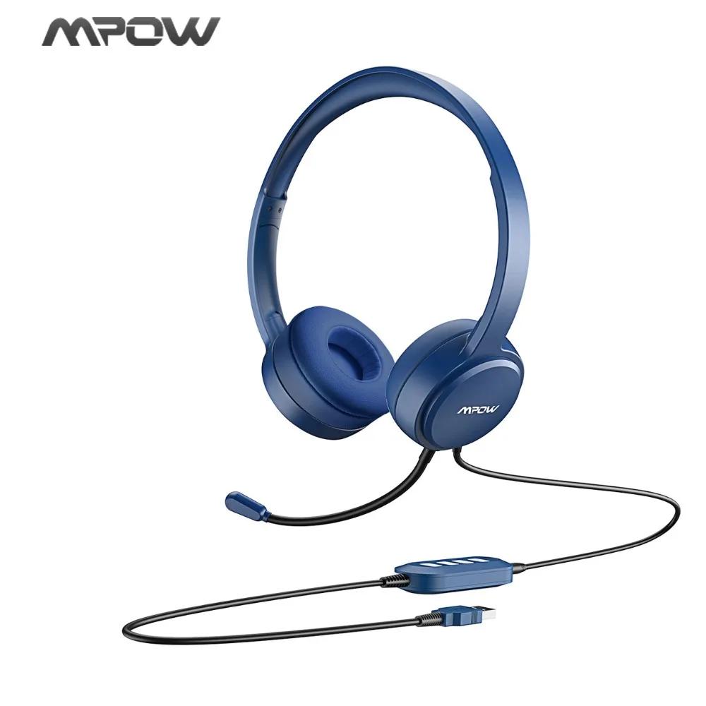 Mpow проводные наушники USB/3,5 мм разъем шумоподавление Гибкий микрофон гарнитура для Skype колл-центр игры Windows 10 Mac PC