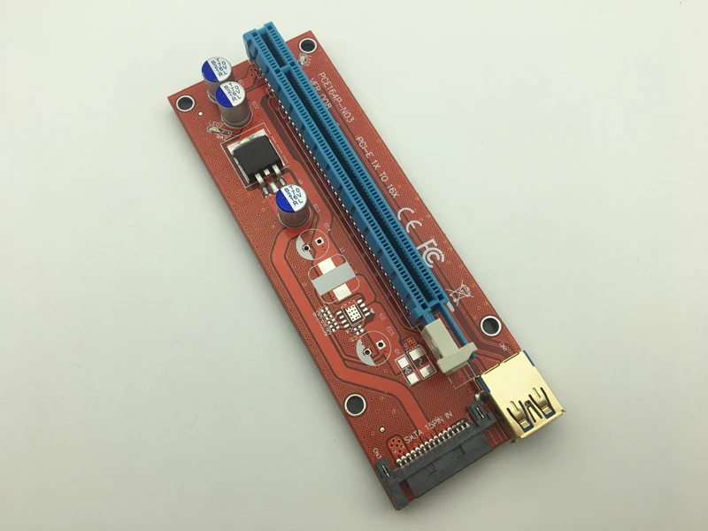 Новый позолоченный USB 3 0 VER008 60 см PCI E Riser Card SATA источник питания 1x к 16x для биткоина