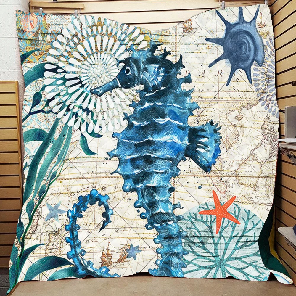 Летнее 3D одеяло в морском стиле для детей тонкое мягкое теплое с хлопковым