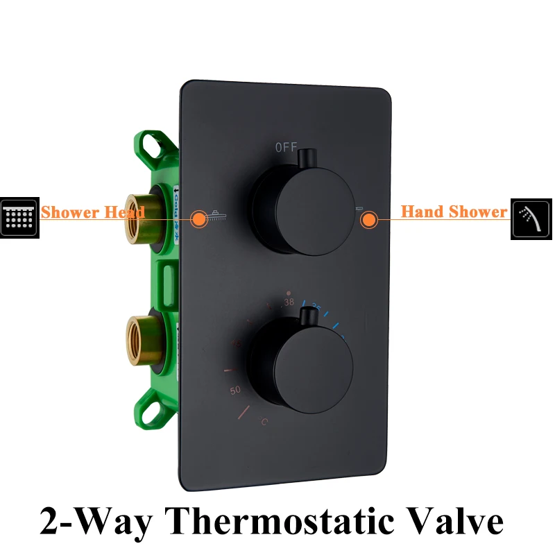 Смеситель с термостатом для ванной и душа матовый черный термостатический кран