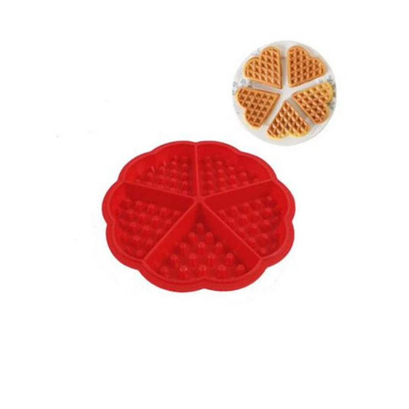 

ANGRLY Waffles Mold 5-Cavity Bundt Oven Muffins Cake Pan Heart-shaped Silicone Mold Baking Mould Tool Silicone Mold Christmas