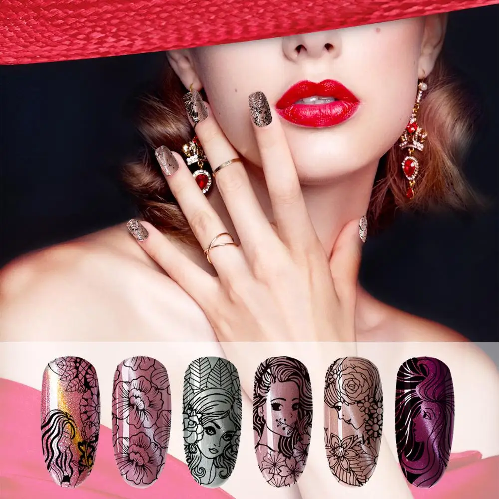 Прямоугольный штамп для дизайна ногтей BEAUTYBIGBANG 6*12 см звездное небо дизайн с темой