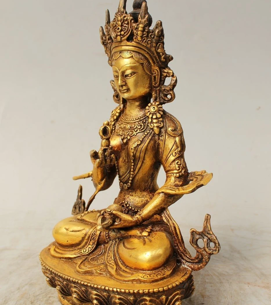 9 &quotТибет Буддизм Латунь Сиденье Ваджрасаттва Ваджрадхара Богиня Статуя Будды