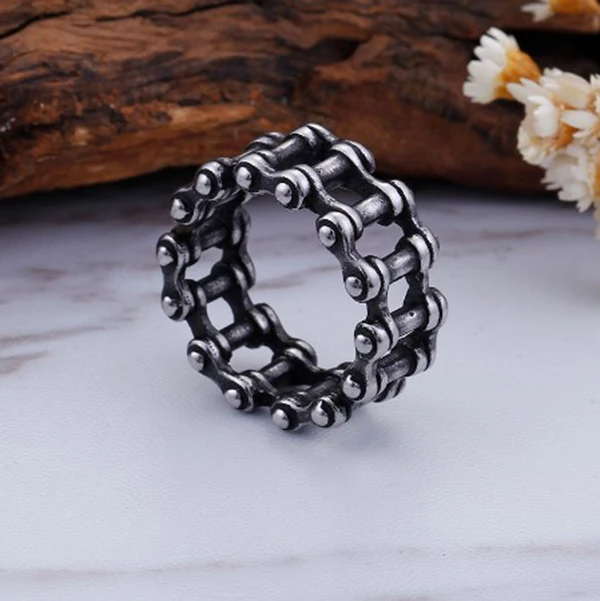 Мужская Толстая велосипедная цепь в стиле панк рок Винтажное кольцо для