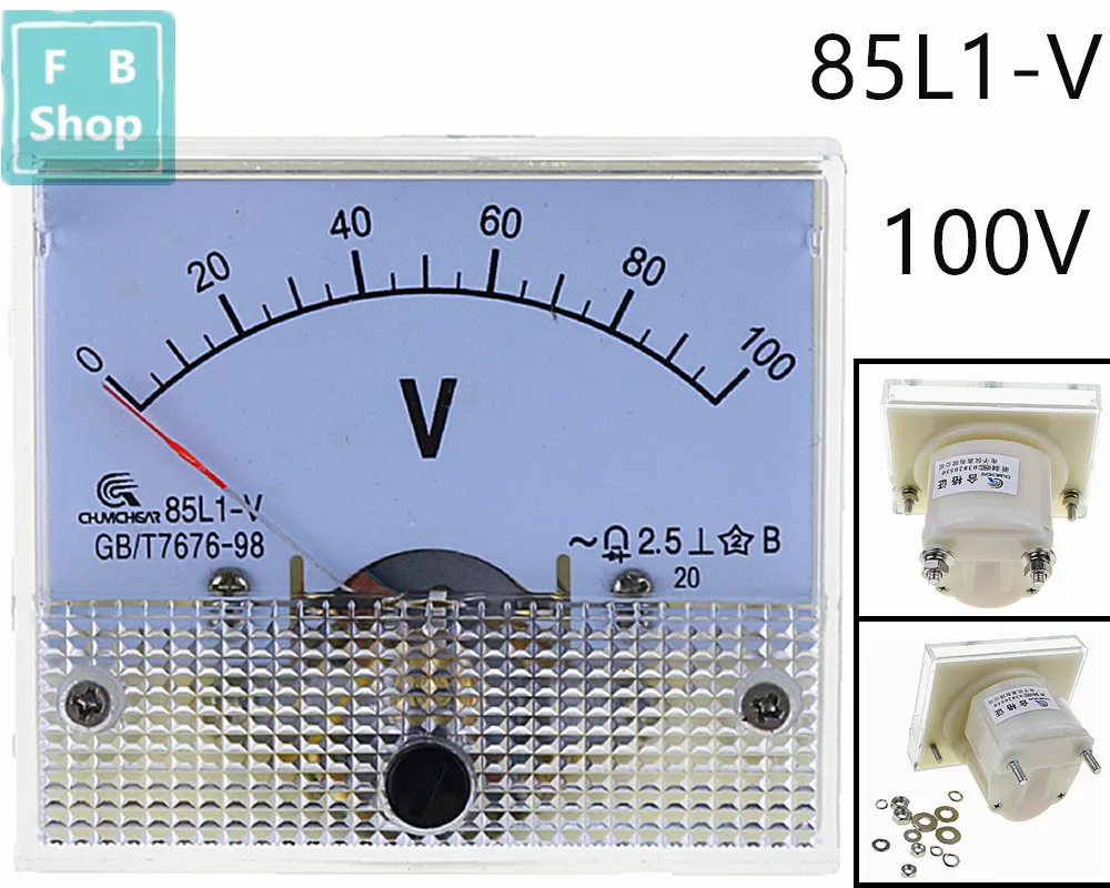 

1PCS 85L1-V 100V AC Analog Voltmeter Panel Voltage Meter 64*56mm