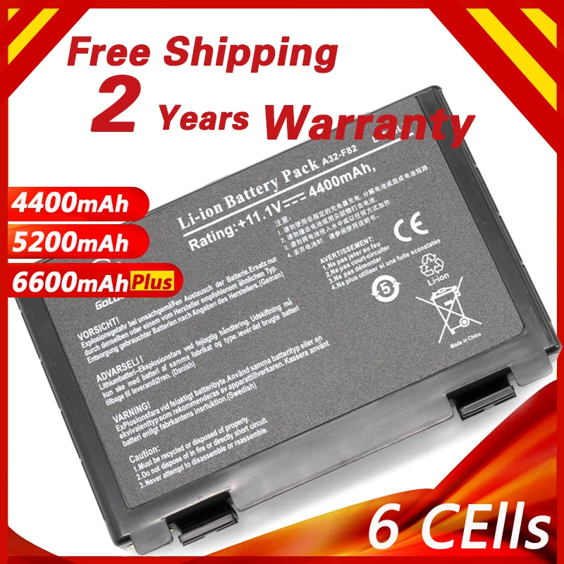 Аккумулятор для ноутбука ASUS K40 F82 A32 F52 K50 K60 L0690L6 F82 A32-F82 K40in K40af K50ij K40 K40E K40N K40lN K50 K51 K60 P81